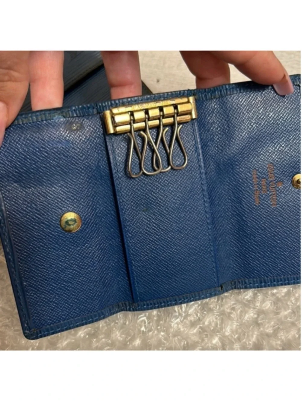 Vintage Louis Vuitton Toledo Blue Epi Leather Wallet & 5-Key Holder Set